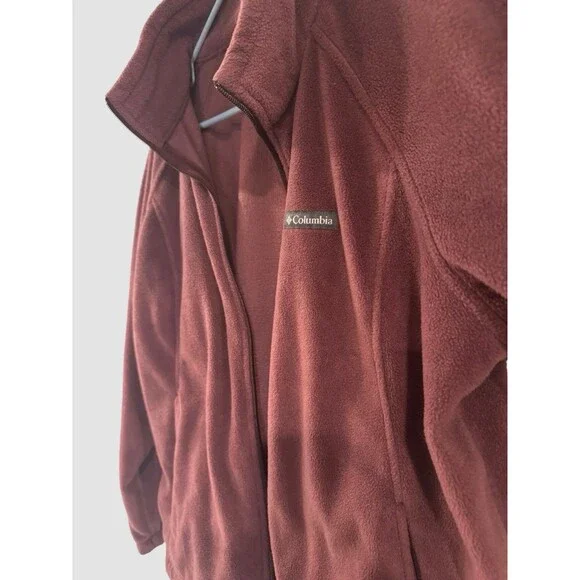 Women’s COLUMBIA Plum Wine Maroon Fleece Zip Front Jacket Size 2X Pockets - Picture 4 of 8